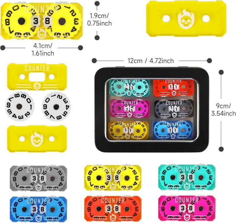 FIGURESLAB Store 6Pcs MTG Life Counter Twin Digits with Metal Box, Tracker Life Counter for Board Games, Compatible with Magic Card Games Accessories RPG D&D CCG TCG Tabletop Board Games - Image 2